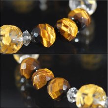 別アングル1: 50％OFF！64面カットターガーアイ10mm＆金彫り四神獣ミラーボールカット水晶12mmの最上級最強ブレスレット 