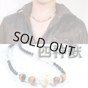 画像: 50％OFF！四神獣水晶＆タイガー&オニキスネックレス★水晶に渋く映える黄金の四神獣